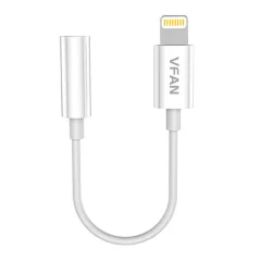 Kabel VFAN L07 Lightning za mini jack 3,5 mm AUX, 10 cm (bel)