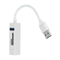 5-v-1 USB Hub 5Gbps prenos podatkov in polnjenje, prenosna izjemno kompaktna velikost, LinQ - srebrna