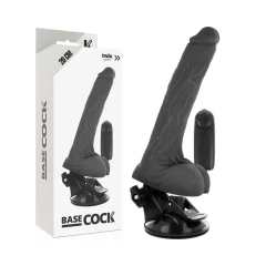 BASECOCK - ČRN REALISTIČNI VIBRATOR NA DALJINSKO UPRAVLJANJE S TESTISI 20 CM ČRN TALLA 1