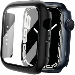 Etui z zaščitno folijo za Apple Watch 7 / 8 (45 mm) črn