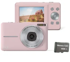 Digitalni fotoaparat 44MP/1080P/16X z digitalnim zoomom/fill light/kartica 32GB Pink