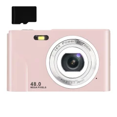 Digitalni fotoaparat z 48 MP, HD 1080p, 16x zoom, spominska kartica Pink