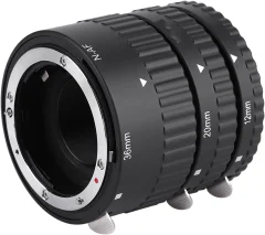 Komplet podaljškov za makro makro s samodejnim ostrenjem, adapterski obroč za podaljšek za makro s samodejnim ostrenjem 12 mm 20 mm 36 mm za Nikon Black