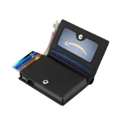 Držalo za kartico denarnice z RFID zaščito Pravo usnje Black
