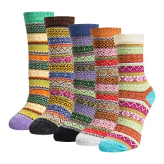 5 parov pletenih nogavic v lepih barvah in vzorcih MultiColor L S črtami