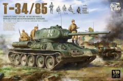 T-34/85, Composite Turret, 112 Plant w/5 Resin Figures, Metal Gun Barrel, Workable Tracks