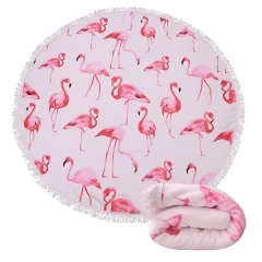 Okrogla brisača za plažo | CUBALINKA Flamingo