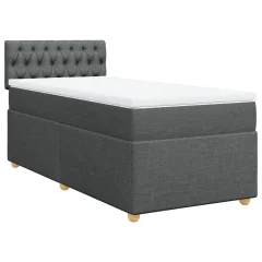 vidaXL Box spring postelja z vzmetnico temno siva 90x190 cm blago