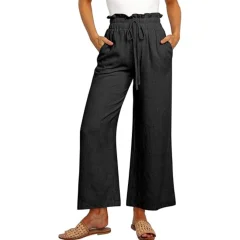 Široke poletne hlače | BELLASTAR Črna M