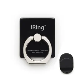 iRing Black - 3v1 ročno varovalo, stojalo in avto nosilec za telefone in tablice črn