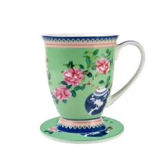 Skodelica s podstavkom Jardin Camelia 300ml / porcelan, pluta