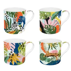 Set lonček mug Tropical Vibes 300ml / 4 kos / porcelan