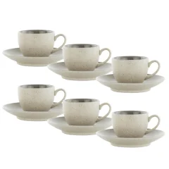 Set 6kos skodelica za kavo s podstavkom Natural 200ml / siva / porcelan