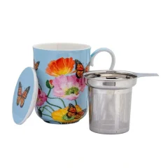 Skodelica s cedilom - tisana Posey 340ml / Field of Poppies / porcelan, inox