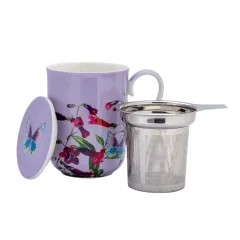 Skodelica s cedilom - tisana Posey 340ml / Perennial Ponstemon / porcelan, inox