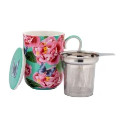 Skodelica s cedilom - tisana Posey 340ml / Camellia Dreams / porcelan, inox