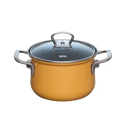 Lonec s pokrovom Orange 16cm / 1,5l / dva ročaja / emajl, steklo, inox