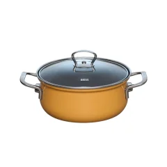 Kozica s pokrovom Orange 16cm / 1l / dva ročaja / emajl, steklo, inox