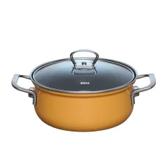 Kozica s pokrovom Orange 20cm / 2l / dva ročaja / emajl, steklo, inox