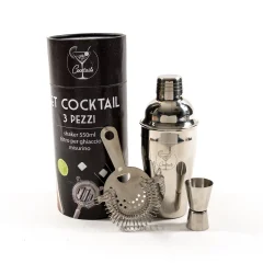 Set mešalnik za koktajl - cocktail Shaker 550 ml, merica, cedilo / 3 kos / inox