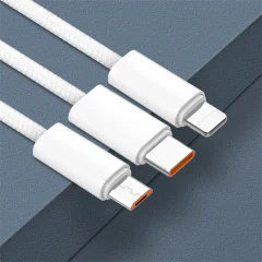 LDNIO CHARGING DATA CABLE BRAIDED A-L 25W 1M IPHONE WHITE LS901_L