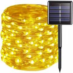 Solarne novoletne lučke veriga 150 LED toplo bela 15m 8 funkcij IP44