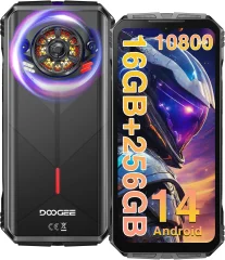 DOOGEE S Punk 16/256GB, črn pametni robustni telefon Android 14, 10800mAh