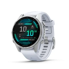 GARMIN Fenix 8 – 43 mm, AMOLED, Srebrn model z belim silikonskim paščkom