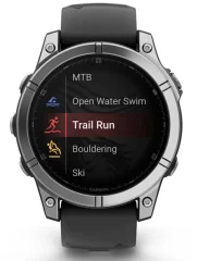 GARMIN Fenix E 47 mm, nerjaveče jeklo s črnim silikonskim paščkom