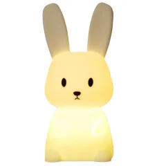 Elight RA1 Rabbit, mehka silikonska otroška barvna nočna led svetilka z baterijo / USB-C bela