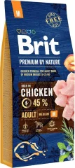 BRIT PREMIUM BY NATURE Adult M - suha hrana s piščancem za odrasle pse srednjih pasem - 15 kg