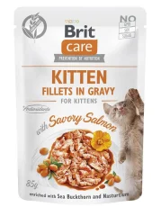 BRIT Care Cat Kitten Savory Salmon Pouch - mokra mačja hrana - 85 g