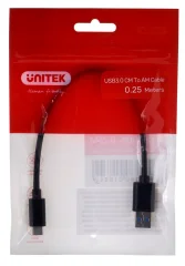 UNITEK KABEL USB-C - USB-A 3.1,M/M,0.25M, Y-C490BK