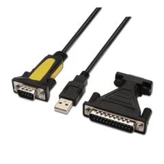 Conversor Aisens USB A Serie Tipo A M-RS232 DB9 M DB25 M ČRNI 1,8M