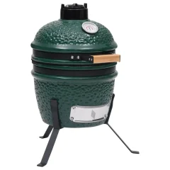 The Living Store Kamado žar za dimljenje 2 v 1 iz keramike 56 cm zelen - Žar Za Dimljenje