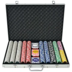 The Living Store Poker Set s 1000 Laserskimi Žetoni Aluminij - Poker Set