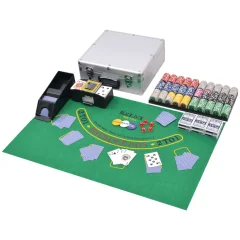 The Living Store Kombiniran Poker/Blackjack Set s 600 Laserskimi Žetoni Aluminij - Poker Set