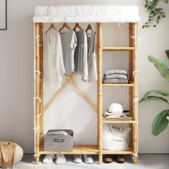 The Living Store Garderobna omara 110x45x170 cm bambus - Garderobna Omara