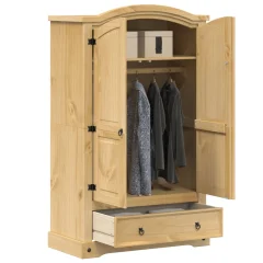 The Living Store Garderobna omara Corona 101x52x170 cm trdna borovina - Garderobna Omara