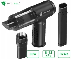 Prenosni brezžični sesalnik NAVITEL CL80 , ročni, akumulatorski, 8-12 KpA, 2 nastavka, 2 stopnji sesalne moči, pralni filtri, hitro polnjenje FC 3.0, 80W, USB Type-C, črn