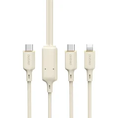 2v1 Cable ojačan kabel SR USB-C - USB-C / Lightning 100W 1,2m bež