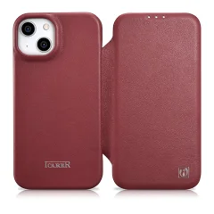 Usnjena torbica za iPhone 14 z magnetnim zavihkom MagSafe CE Premium Leather bordo