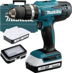 Makita  HP488D011 akumulatorski udarni vrtalni vijačnik  18 V 1.5 Ah Li-Ion vklj. 2 akumulatorja\, vklj. polnilnik\, vklj.  kovček\, vklj.  oprema