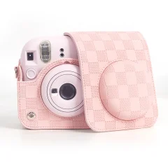 Karirasta retro torba za fotoaparat Polaroid mini12 Pink