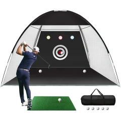 Mreža za golf z udarno podlogo, žogicami za vadbo in majico Black