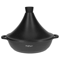 Cheffinger, Tajine Lonec 28 cm z Marmoriranim Premazom in Soft-touch Ro?aji, ?rna