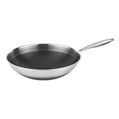 Cheffinger, Premium Inox Wok s Premazom Proti Prijemanju z Satjem 32 cm, Srebrna