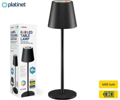 PLATINET PTL44RGB brezžična namizna LED svetilka, do 400 lumnov, 4000mAh polnilna baterija, IP44 odpornost, USB Type-C