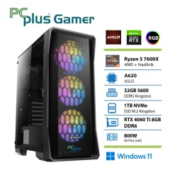 PCPLUS Gamer Ryzen 5 7600X/32GB/1TB/RTX 4060Ti 8GB/W11 Home gaming namizni računalnik