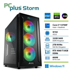 PCPLUS Storm Core i7-14700F/32GB/2TB/RTX 4060Ti 8GB/W11 Home gaming namizni računalnik